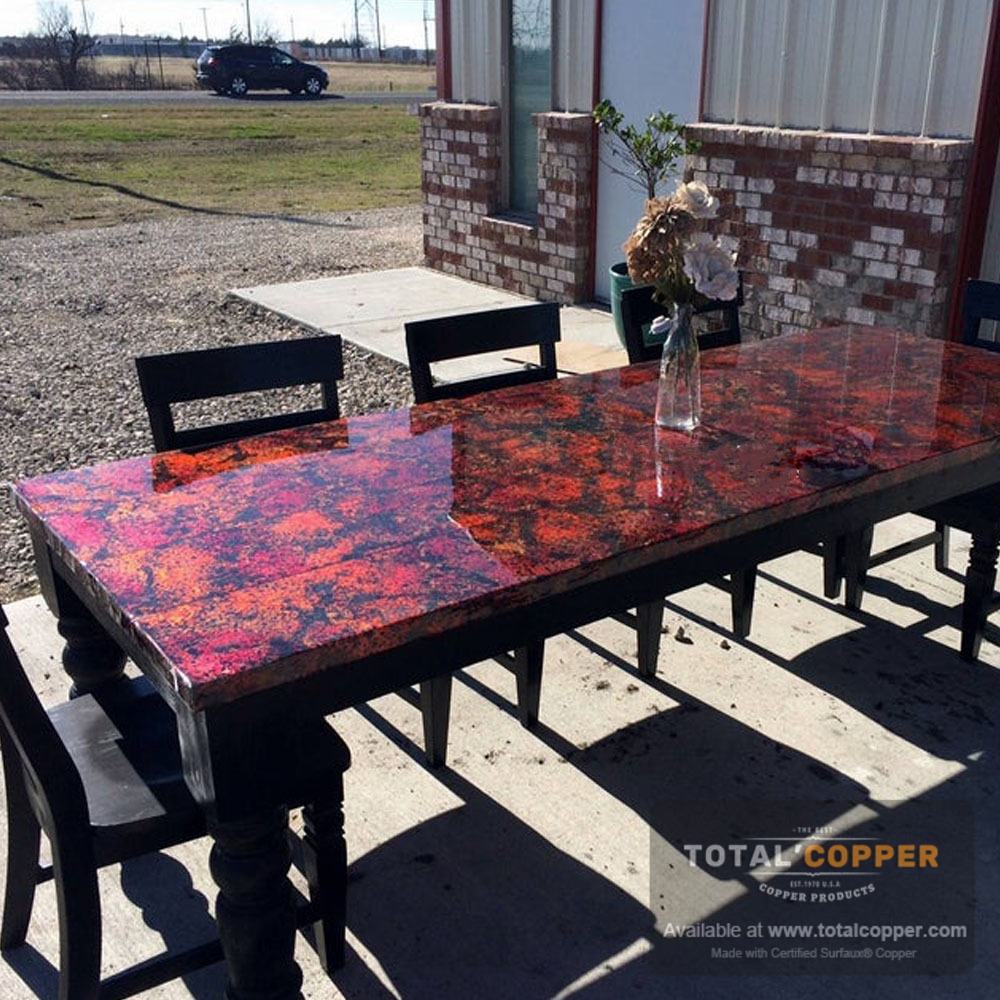 Dining Room Table Made with Wildfire Sheet Copper (Heavy Guage)